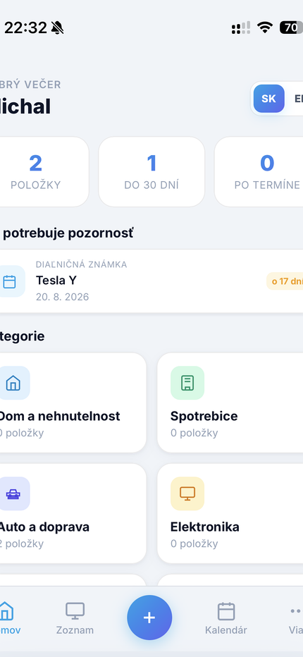 Aktuálna svetlá verzia mobilnej aplikácie Domáci pas